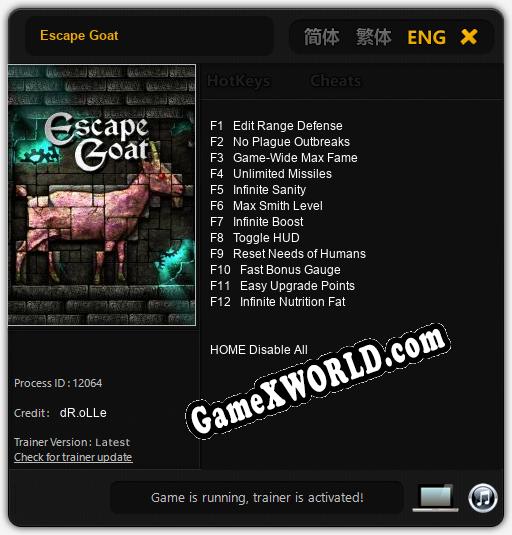 Escape Goat: ТРЕЙНЕР И ЧИТЫ (V1.0.88)