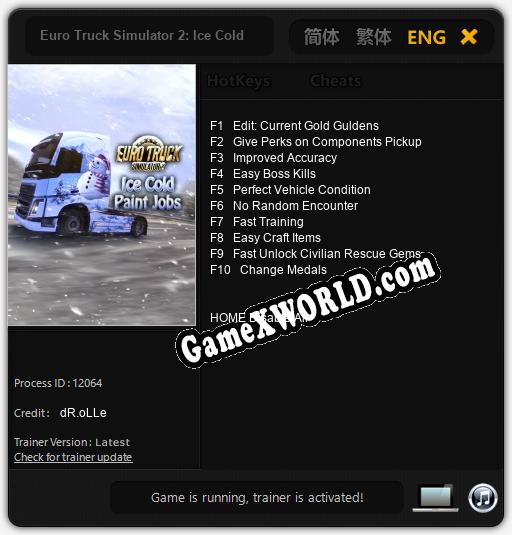 Euro Truck Simulator 2: Ice Cold Paint Jobs: Читы, Трейнер +10 [dR.oLLe]
