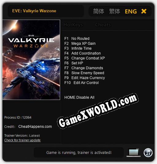 Трейнер для EVE: Valkyrie Warzone [v1.0.8]