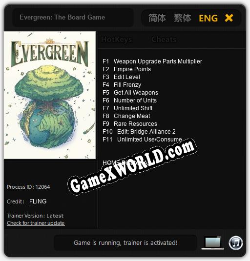 Evergreen: The Board Game: ТРЕЙНЕР И ЧИТЫ (V1.0.98)
