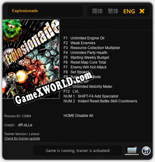 Explosionade: ТРЕЙНЕР И ЧИТЫ (V1.0.22)