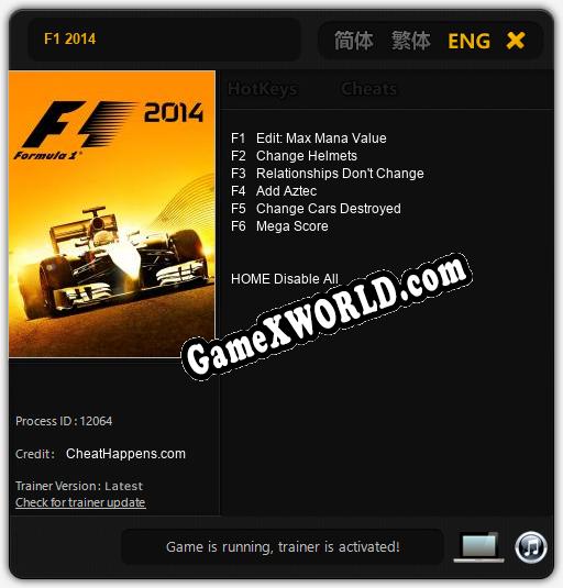 F1 2014: ТРЕЙНЕР И ЧИТЫ (V1.0.52)