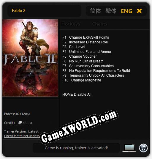 Fable 2: Читы, Трейнер +10 [dR.oLLe]