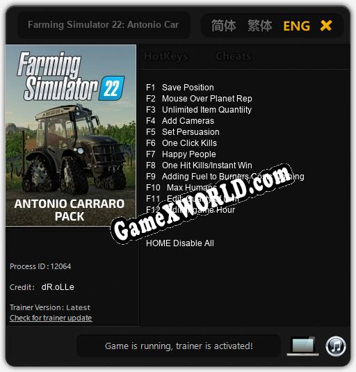 Farming Simulator 22: Antonio Carraro: Трейнер +12 [v1.3]