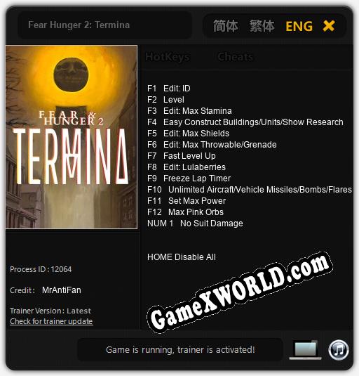 Fear Hunger 2: Termina: Читы, Трейнер +13 [MrAntiFan]