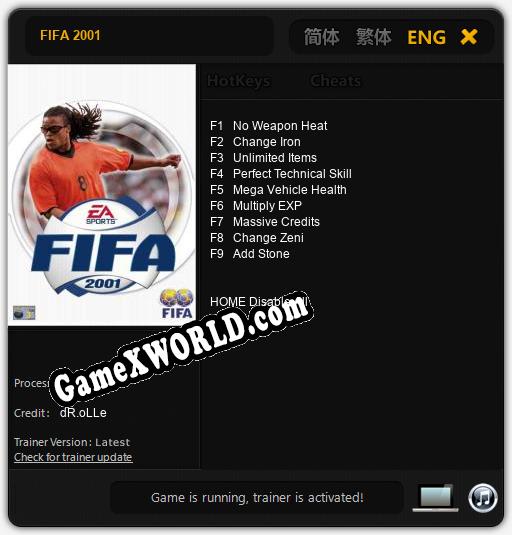 FIFA 2001: Читы, Трейнер +9 [dR.oLLe]