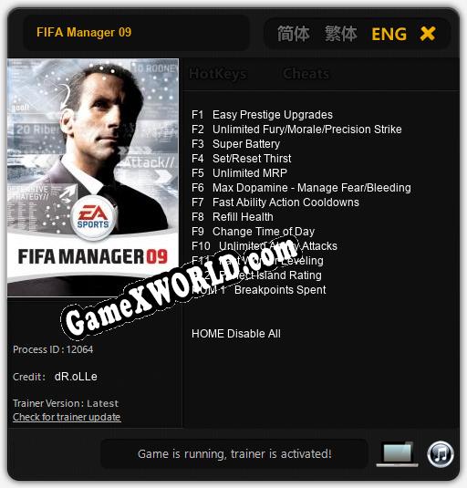 FIFA Manager 09: Читы, Трейнер +13 [dR.oLLe]