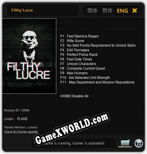 Filthy Lucre: Читы, Трейнер +11 [FLiNG]