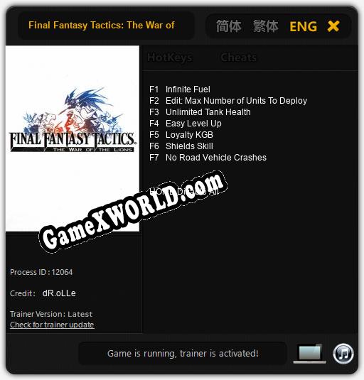 Final Fantasy Tactics: The War of the Lions: Читы, Трейнер +7 [dR.oLLe]
