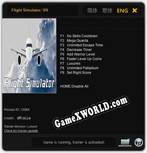 Flight Simulator: VR: Трейнер +9 [v1.8]