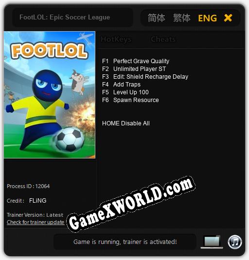 Трейнер для FootLOL: Epic Soccer League [v1.0.3]