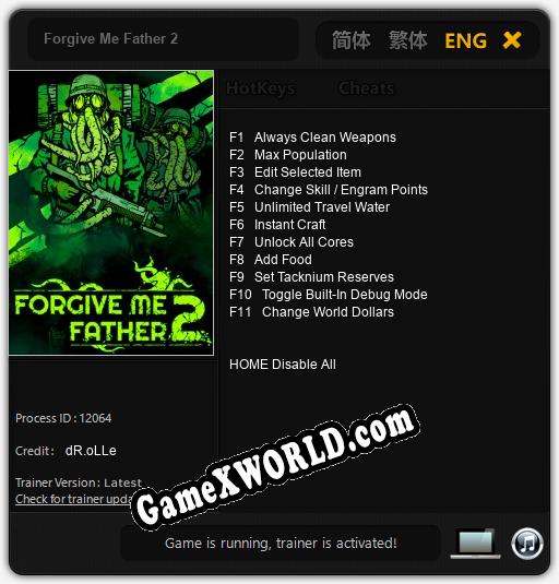 Forgive Me Father 2: ТРЕЙНЕР И ЧИТЫ (V1.0.41)