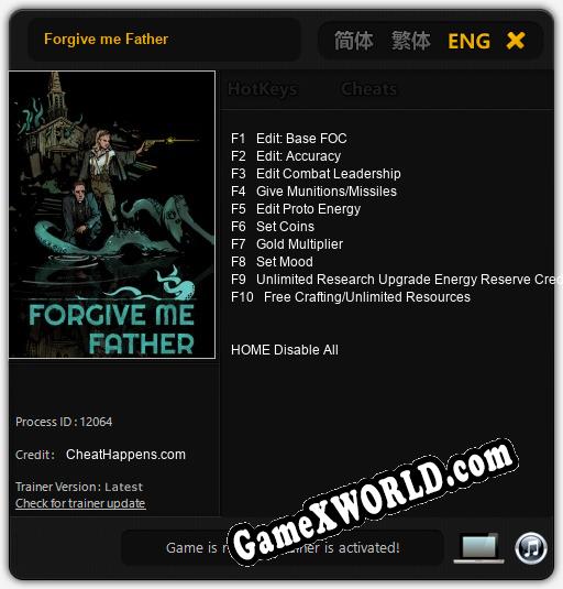 Forgive me Father: Трейнер +10 [v1.3]