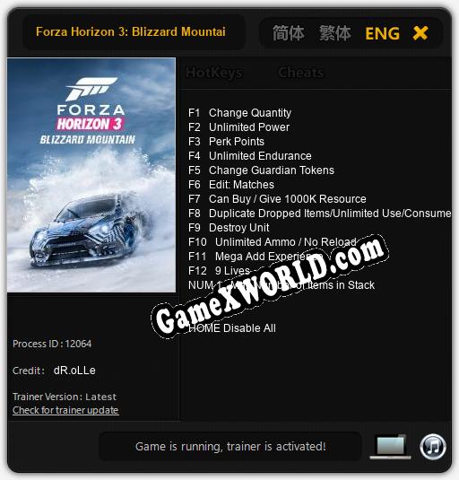 Forza Horizon 3: Blizzard Mountain: ТРЕЙНЕР И ЧИТЫ (V1.0.15)