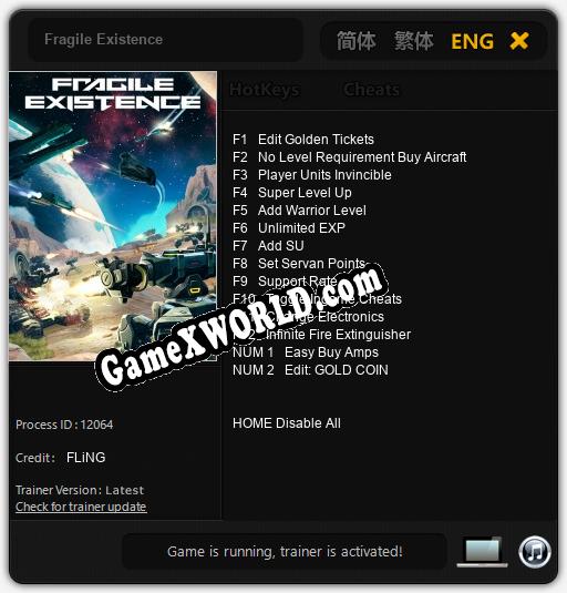 Трейнер для Fragile Existence [v1.0.2]