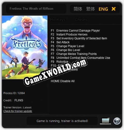 Трейнер для Fretless The Wrath of Riffson [v1.0.3]