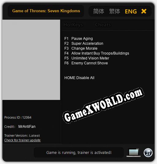 Game of Thrones: Seven Kingdoms: Трейнер +6 [v1.8]