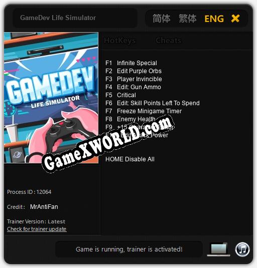 Трейнер для GameDev Life Simulator [v1.0.6]