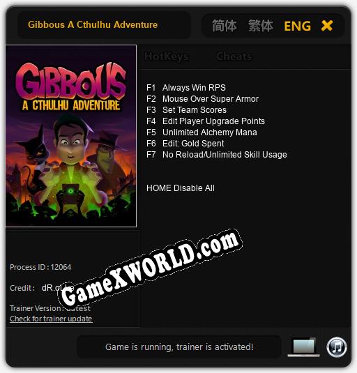 Gibbous A Cthulhu Adventure: Трейнер +7 [v1.9]