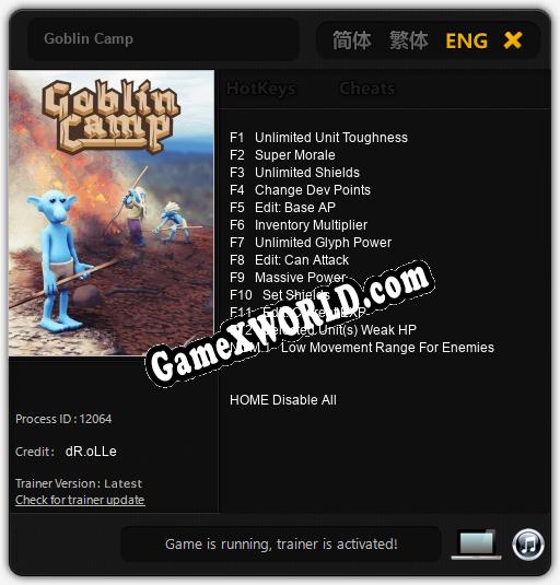 Трейнер для Goblin Camp [v1.0.1]