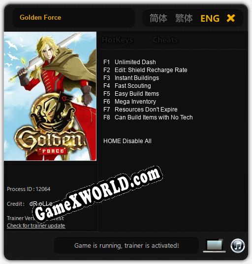 Golden Force: Трейнер +8 [v1.2]