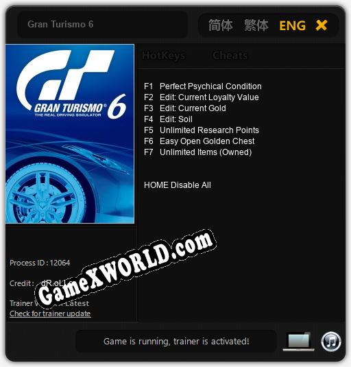 Gran Turismo 6: Читы, Трейнер +7 [dR.oLLe]