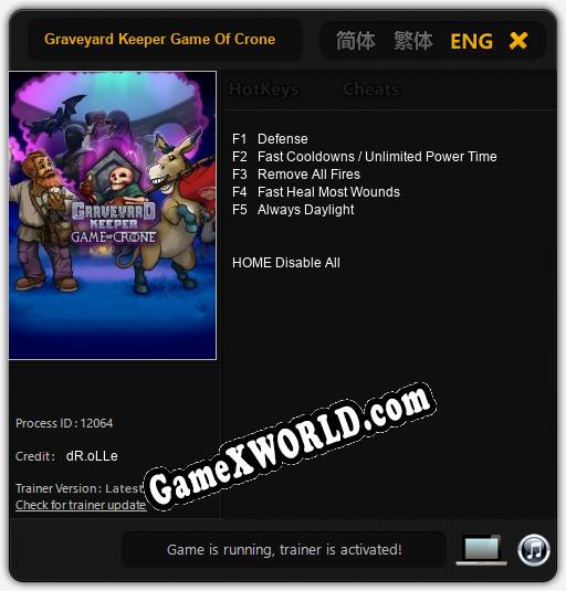 Graveyard Keeper Game Of Crone: Трейнер +5 [v1.1]
