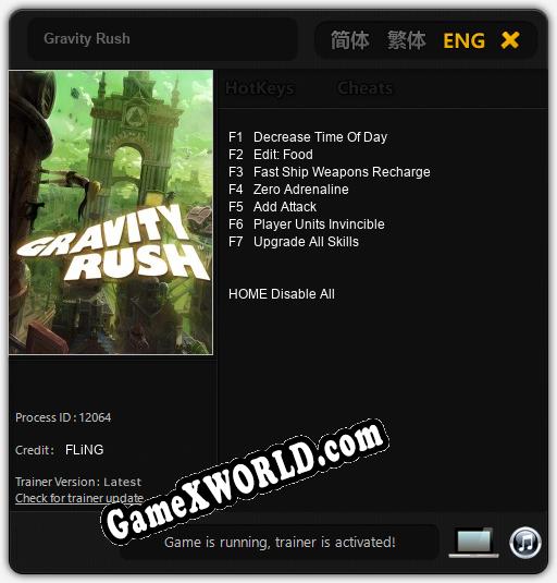 Gravity Rush: Трейнер +7 [v1.1]