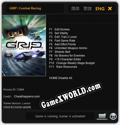 GRIP: Combat Racing: Читы, Трейнер +11 [CheatHappens.com]