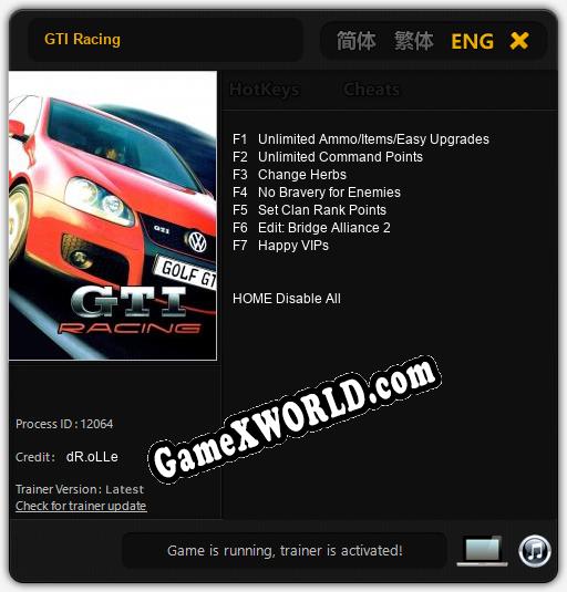 Трейнер для GTI Racing [v1.0.5]