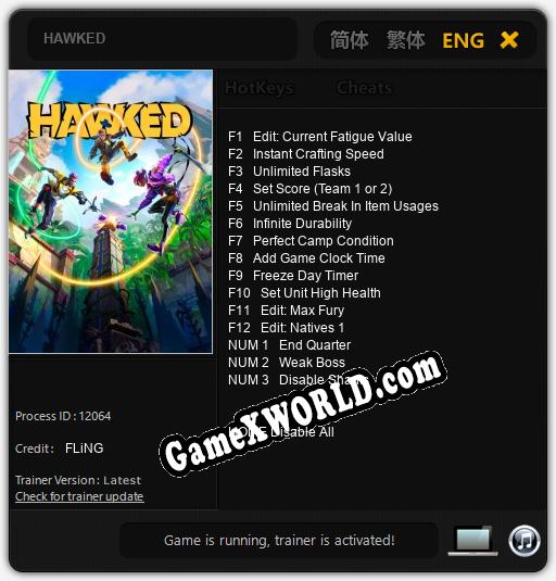 HAWKED: ТРЕЙНЕР И ЧИТЫ (V1.0.88)