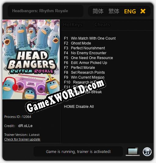 Трейнер для Headbangers: Rhythm Royale [v1.0.2]
