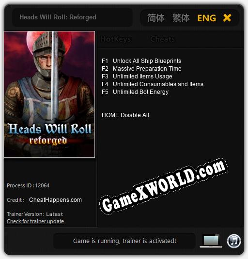 Heads Will Roll: Reforged: Читы, Трейнер +5 [CheatHappens.com]