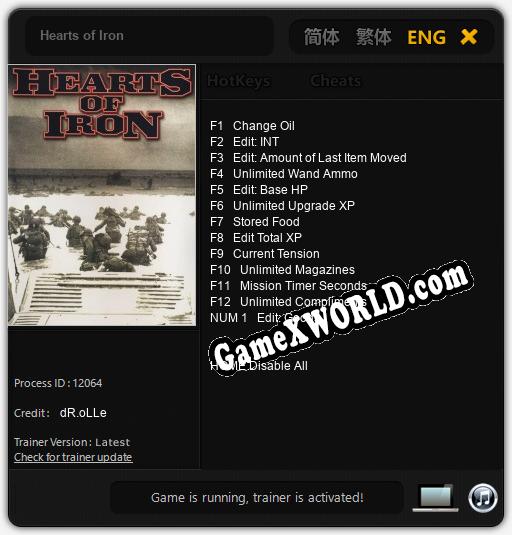 Hearts of Iron: Трейнер +13 [v1.5]