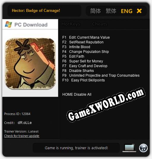 Hector: Badge of Carnage!: Трейнер +10 [v1.1]
