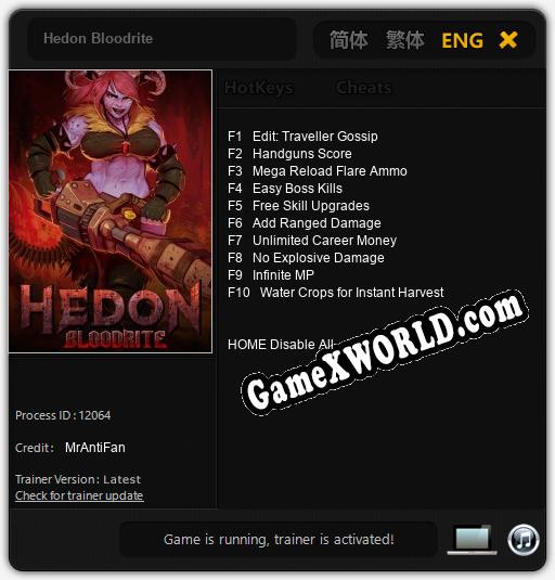 Hedon Bloodrite: ТРЕЙНЕР И ЧИТЫ (V1.0.14)