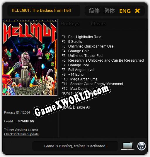 HELLMUT: The Badass from Hell: ТРЕЙНЕР И ЧИТЫ (V1.0.51)