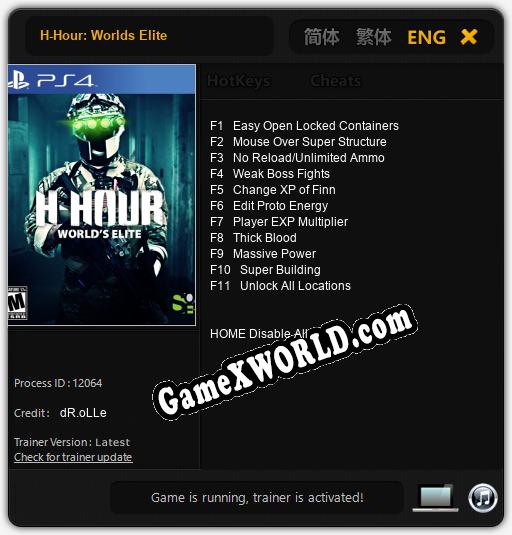 H-Hour: Worlds Elite: Трейнер +11 [v1.2]