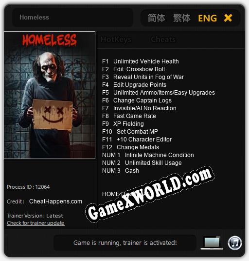 Homeless: Трейнер +15 [v1.7]
