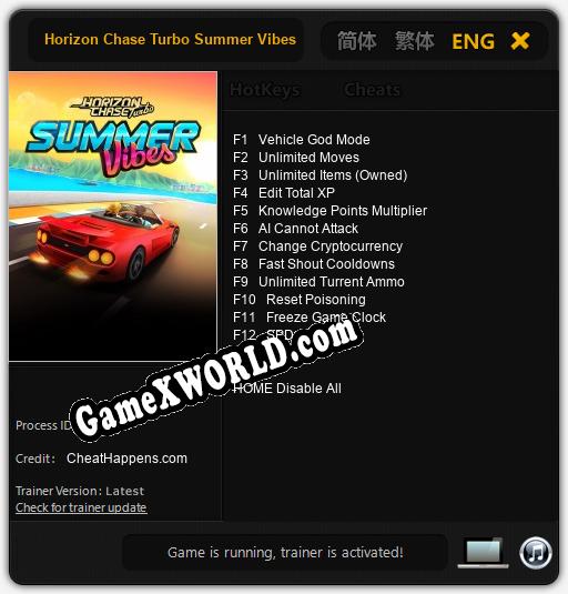 Horizon Chase Turbo Summer Vibes: ТРЕЙНЕР И ЧИТЫ (V1.0.88)