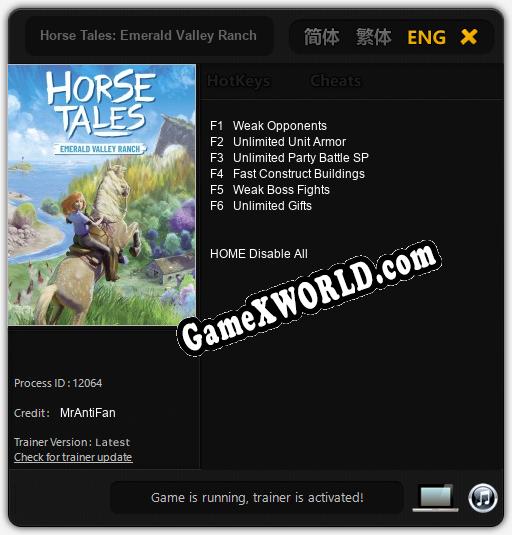 Трейнер для Horse Tales: Emerald Valley Ranch [v1.0.5]