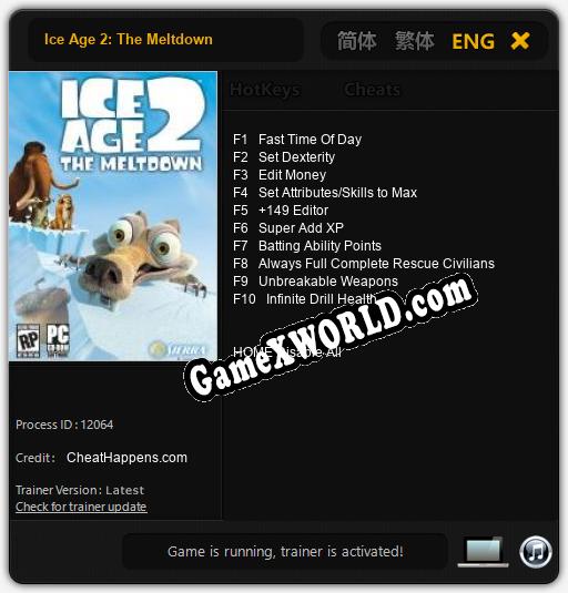 Трейнер для Ice Age 2: The Meltdown [v1.0.2]