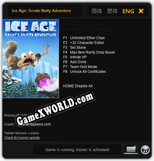 Ice Age: Scrats Nutty Adventure: Трейнер +8 [v1.5]