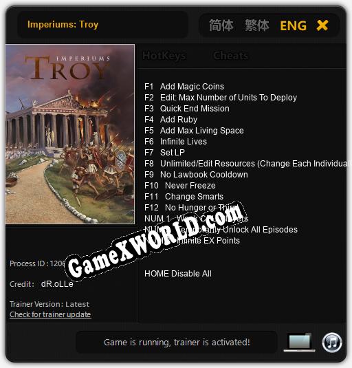 Трейнер для Imperiums: Troy [v1.0.5]