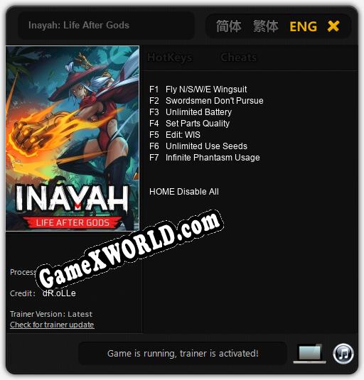 Трейнер для Inayah: Life After Gods [v1.0.6]