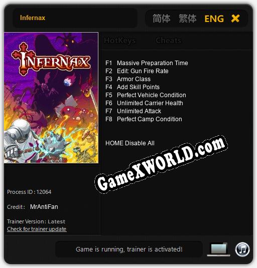 Infernax: ТРЕЙНЕР И ЧИТЫ (V1.0.74)