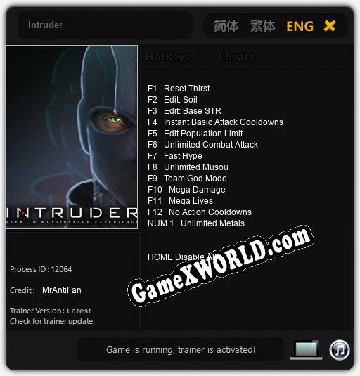 Intruder: Трейнер +13 [v1.6]