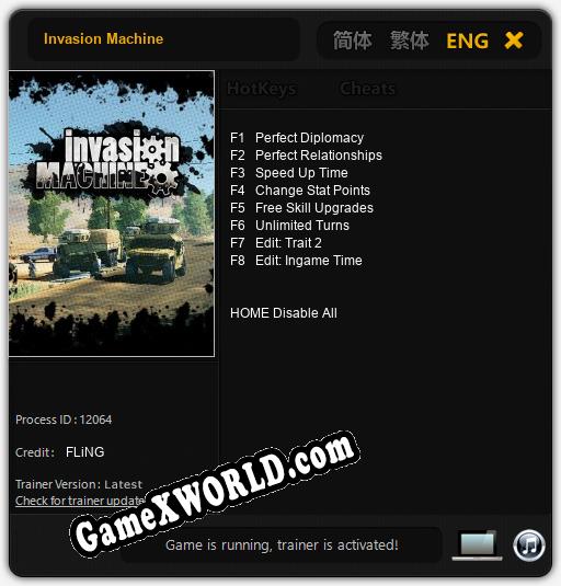 Invasion Machine: Трейнер +8 [v1.7]