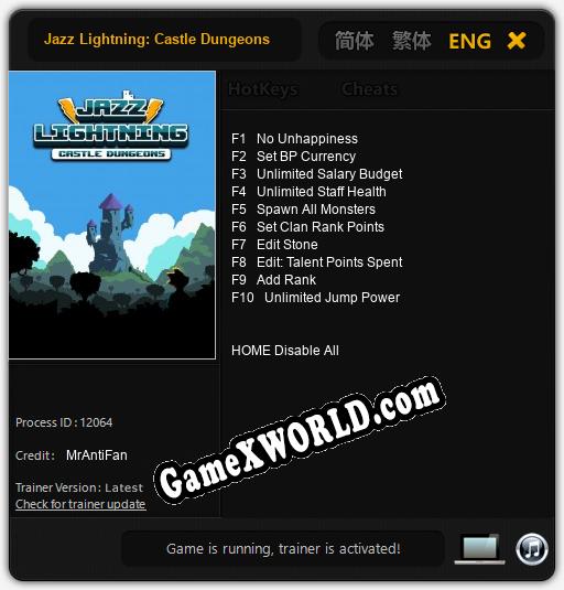 Jazz Lightning: Castle Dungeons: Читы, Трейнер +10 [MrAntiFan]