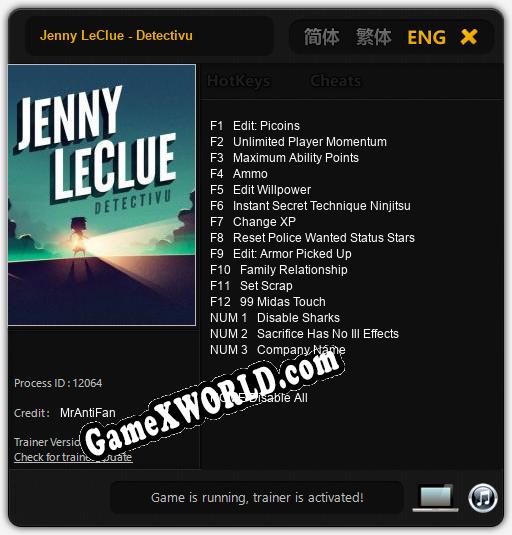 Jenny LeClue - Detectivu: Трейнер +15 [v1.3]